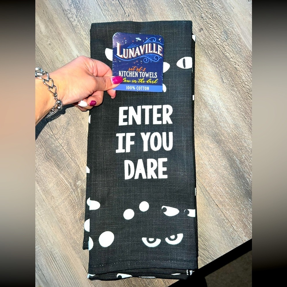 LUNAVILLE Glow In The Dark Ghost Print Kitchen Towels